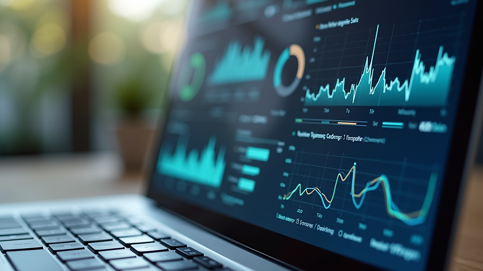 Close-up view of a laptop screen showing AI software dashboard