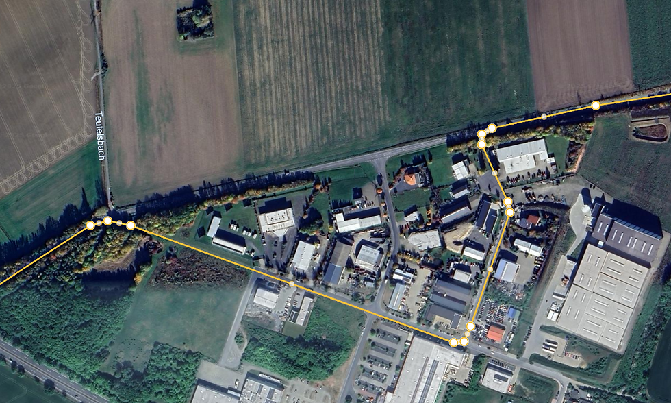 Geplanter Verlauf der Umleitung während der Errichtung des Kreisverkehrs
