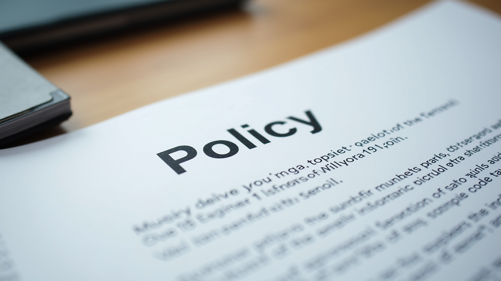 Close-up view of a printed policy manual with highlighted text