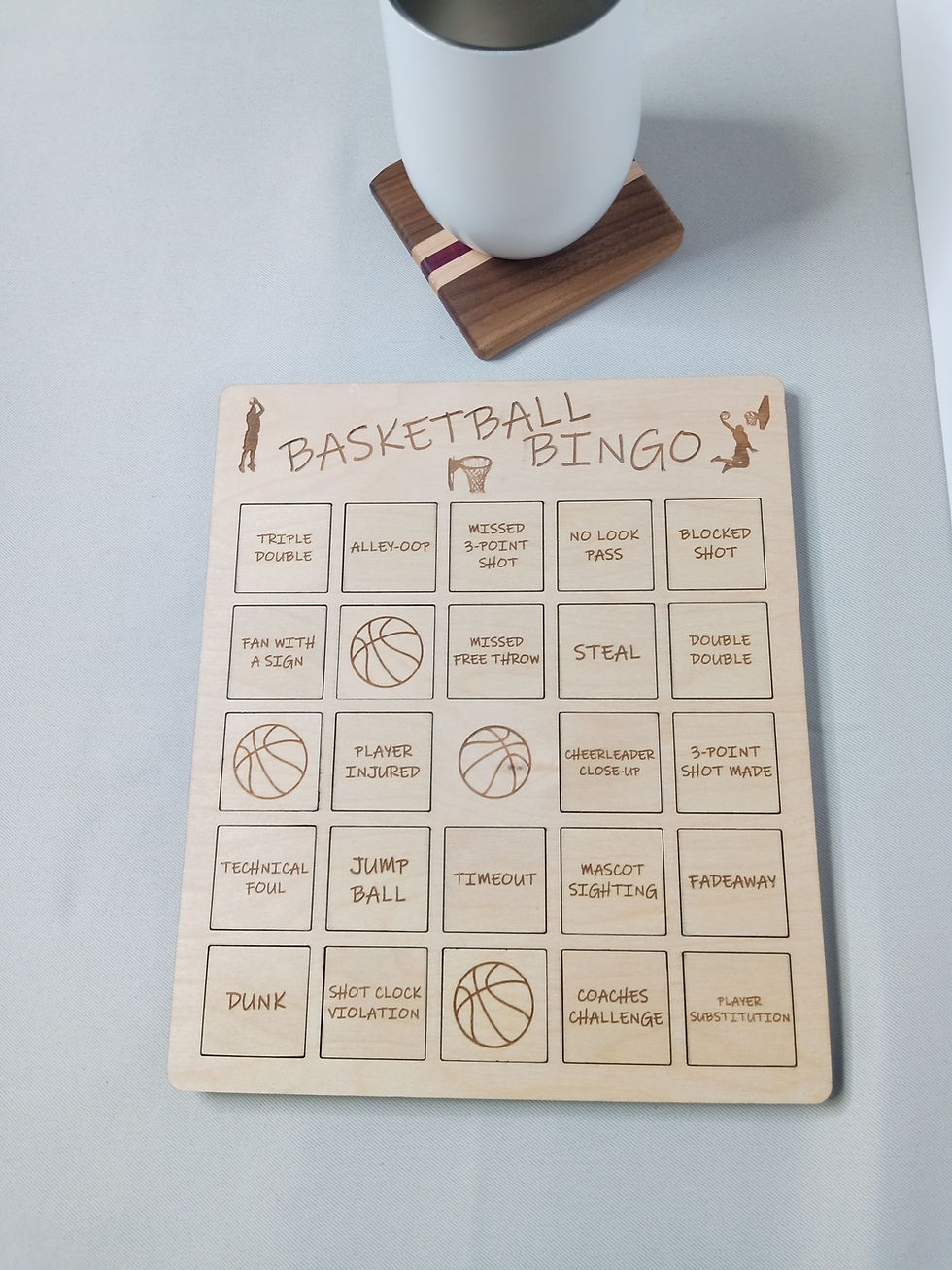 Thumbnail: Reusable Wooden Basketball Bingo Game front