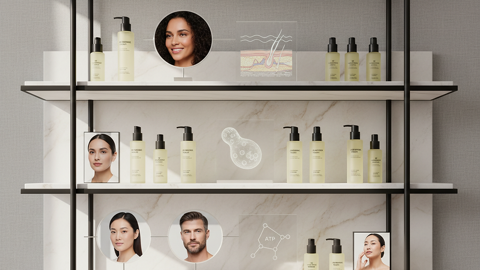 Eye-level view of a skincare shelf displaying vitamin C serums