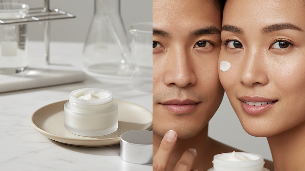 Close-up view of eye cream jar with smooth texture