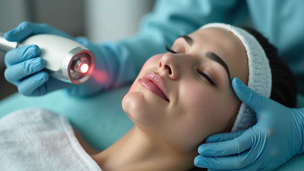 Close-up view of advanced laser device head positioned for skin treatment