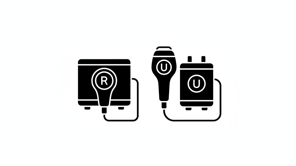 High angle view of RF and Ultrasound devices side by side