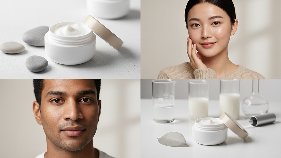 Close-up view of a jar of skincare cream on a white surface