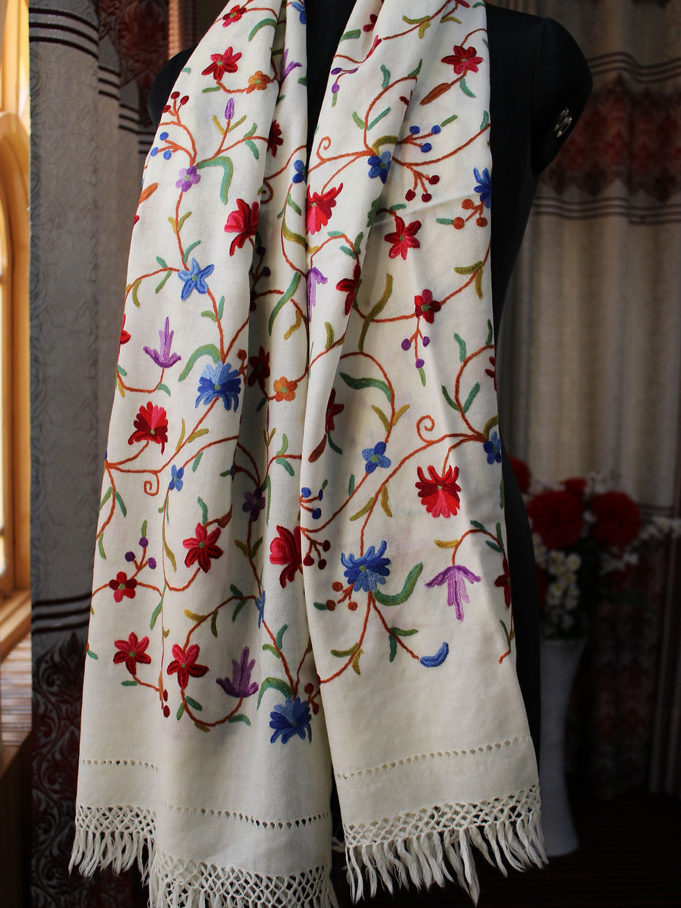 Hand "Ari" Embroidered Wool Stole