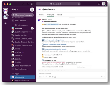 Intégration via slack de djob