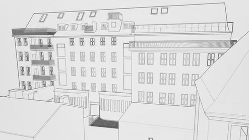 Eine Aussenfassade eines Mehrfamilienhauses in Mainfranken,