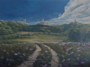 ACRYLGEMÄLDE DIE THÜRINGER "3 GLEICHEN" IN EINER FANTASIELANDSCHAFT