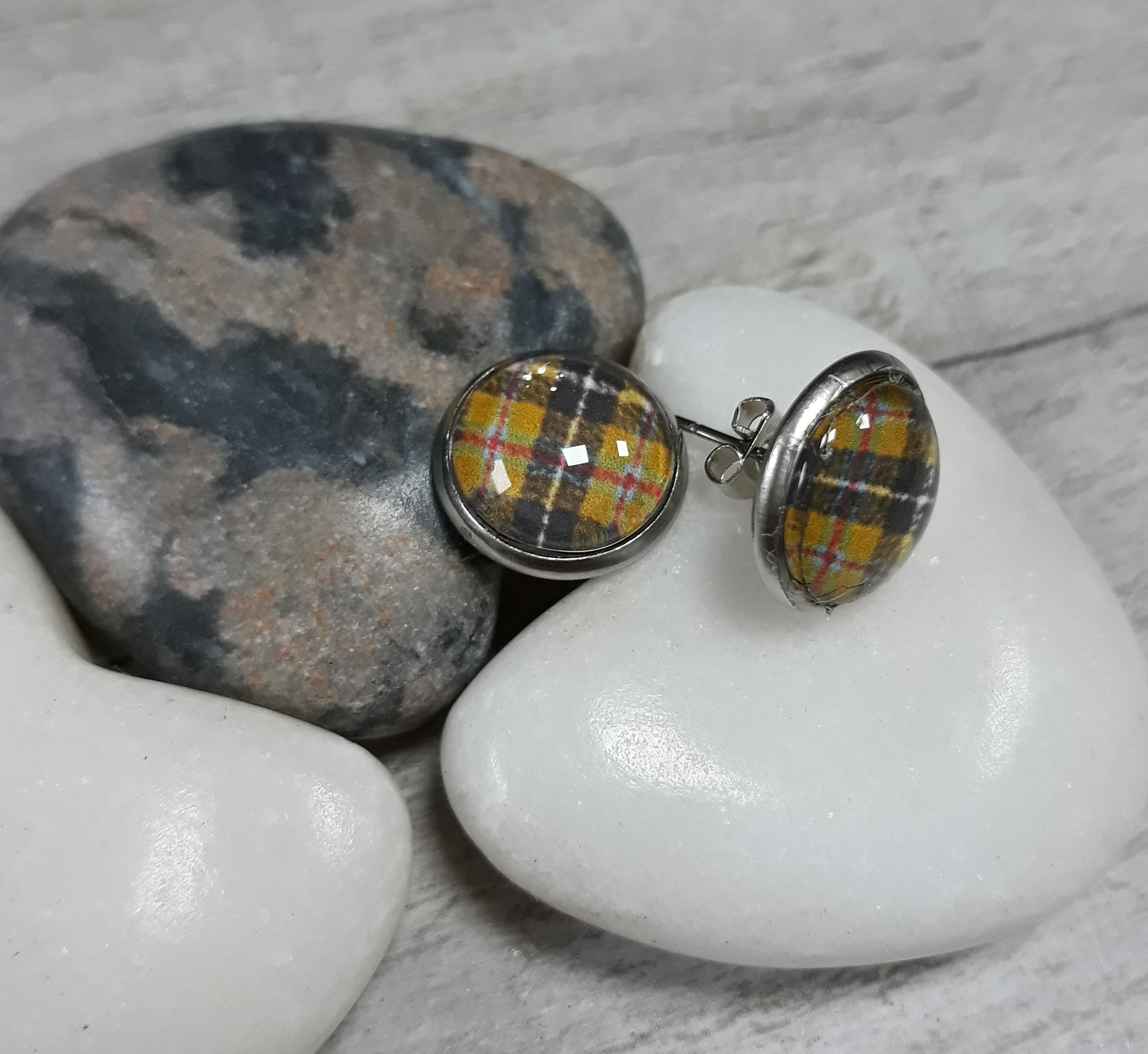 Cornish Tartan studs, 12mm