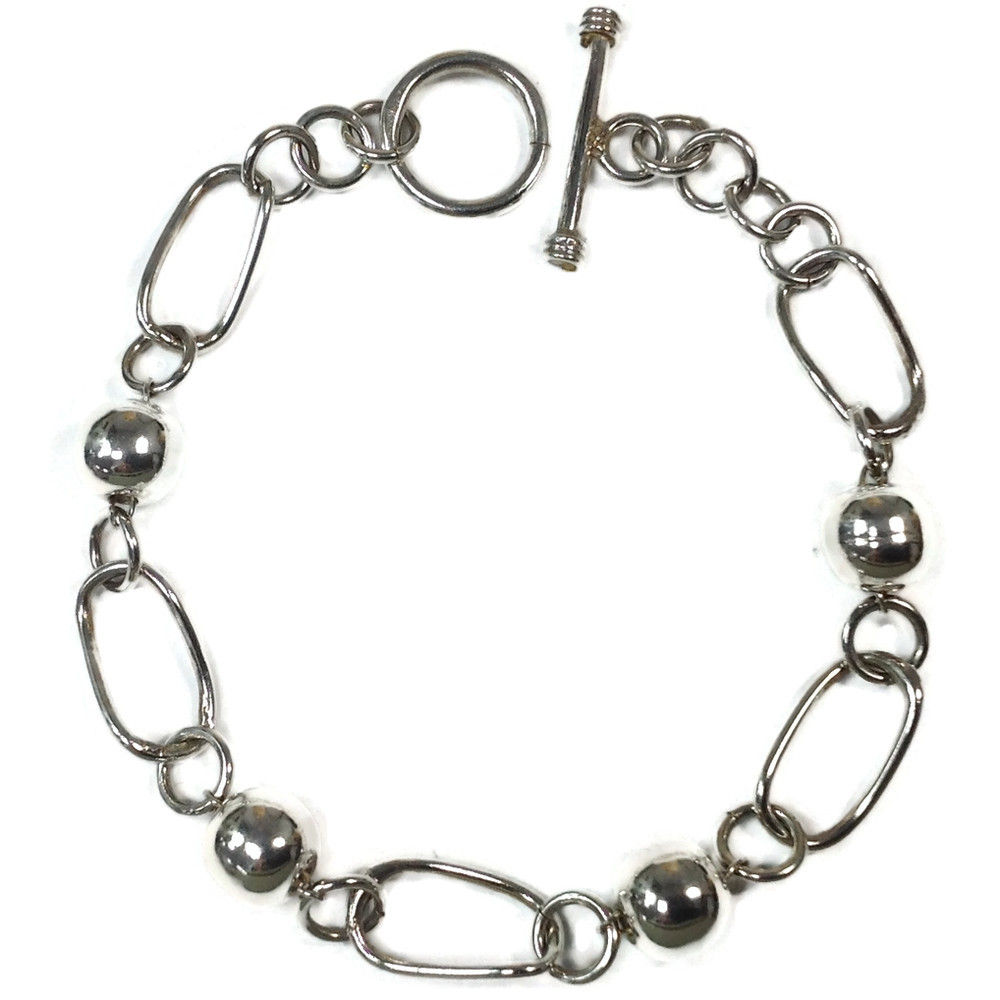 Silver twist and ball bracelet