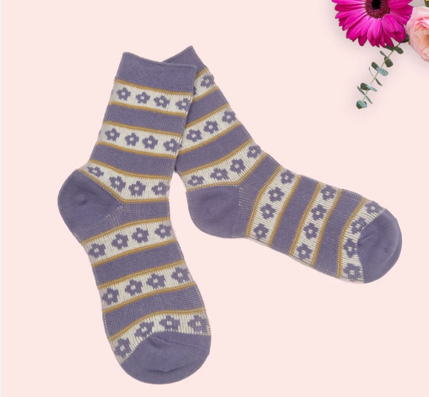 Floral stripe socks