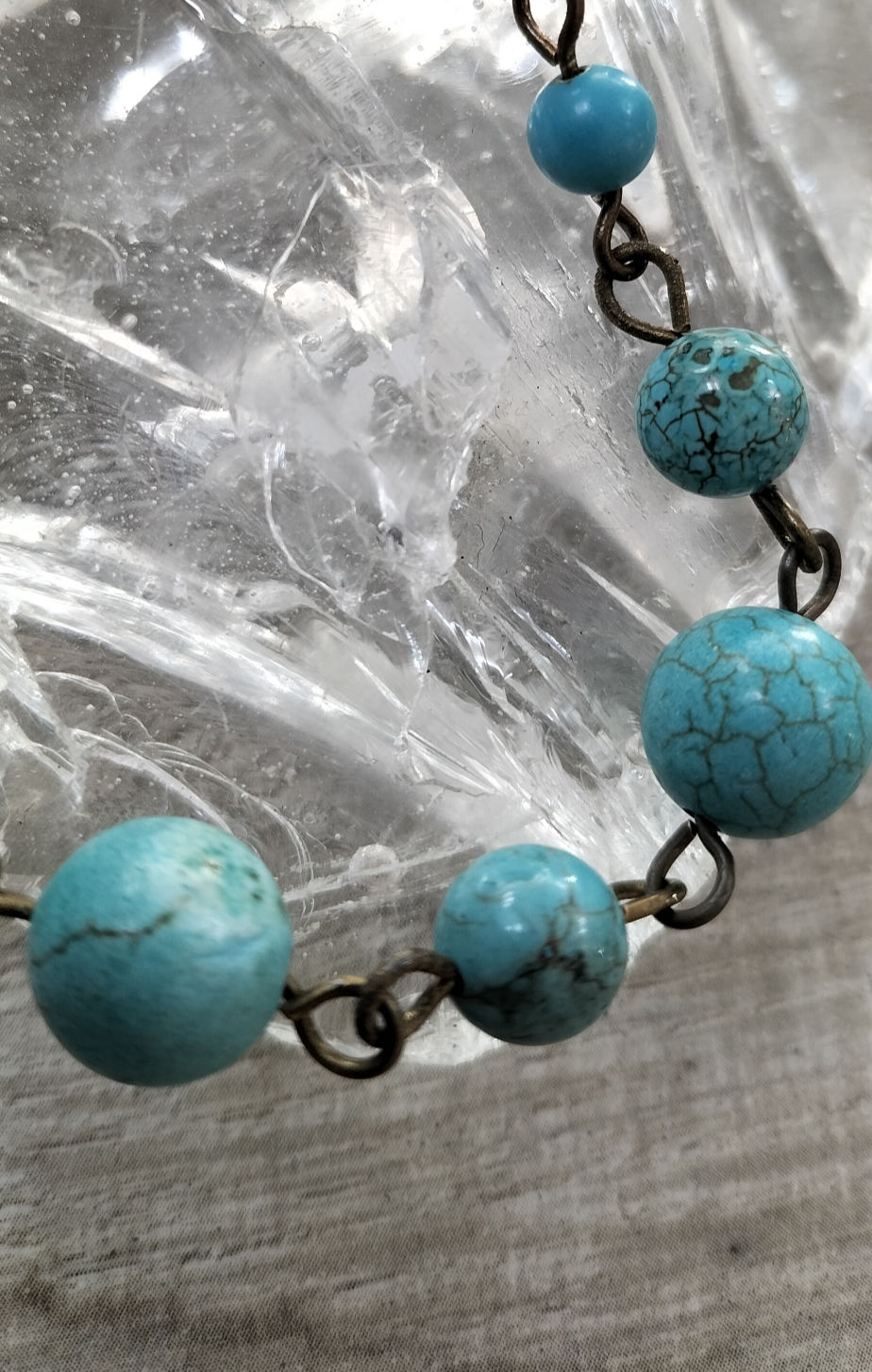 Thumbnail: Halloween turquoise link beaded bracelet