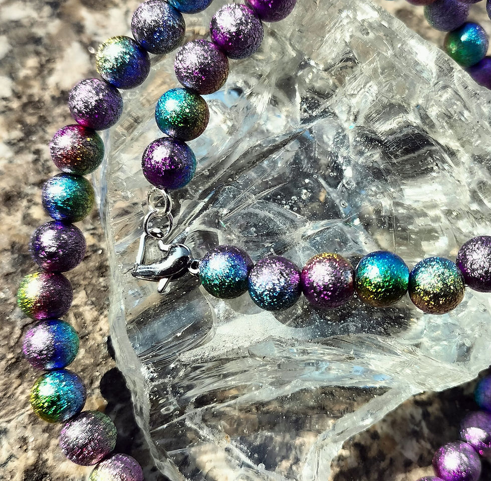 Thumbnail: Purple rainbow stardust miracle bead necklace