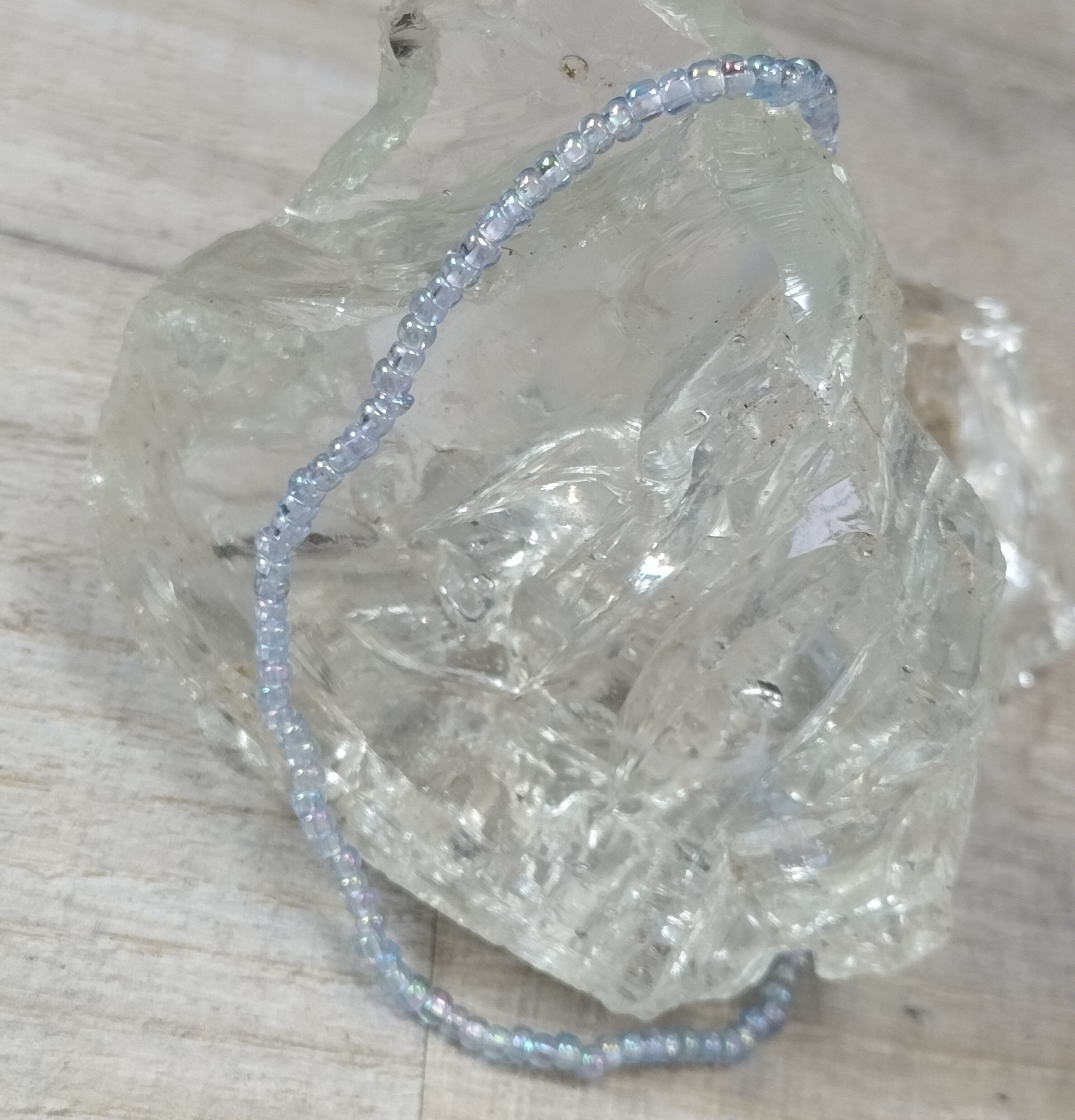 Pale blue elasticated anklet