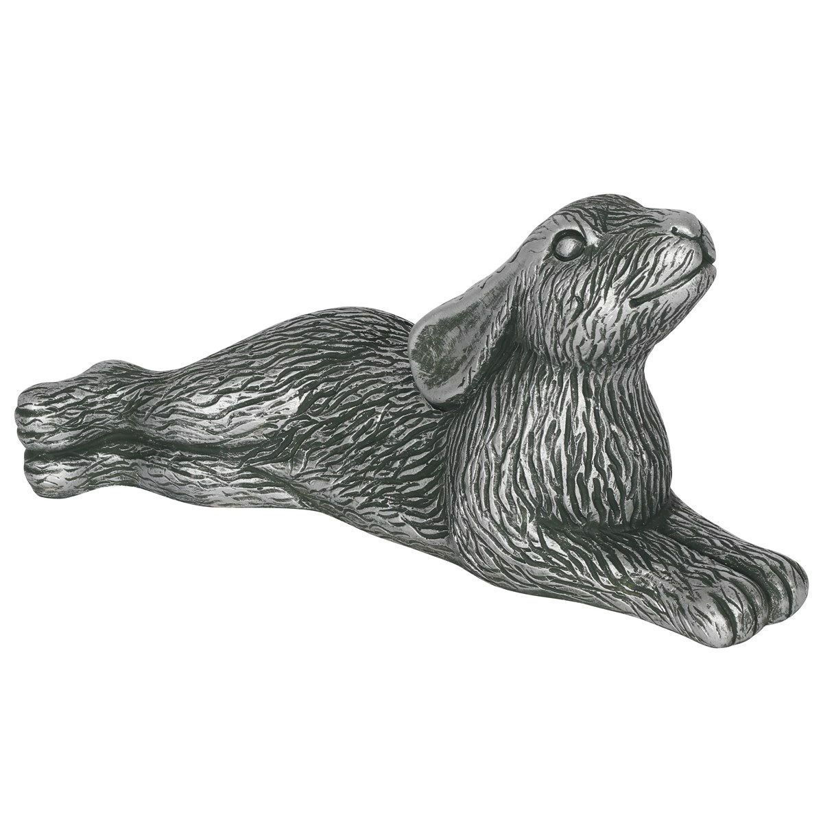 Silver terracotta hare garden ornament