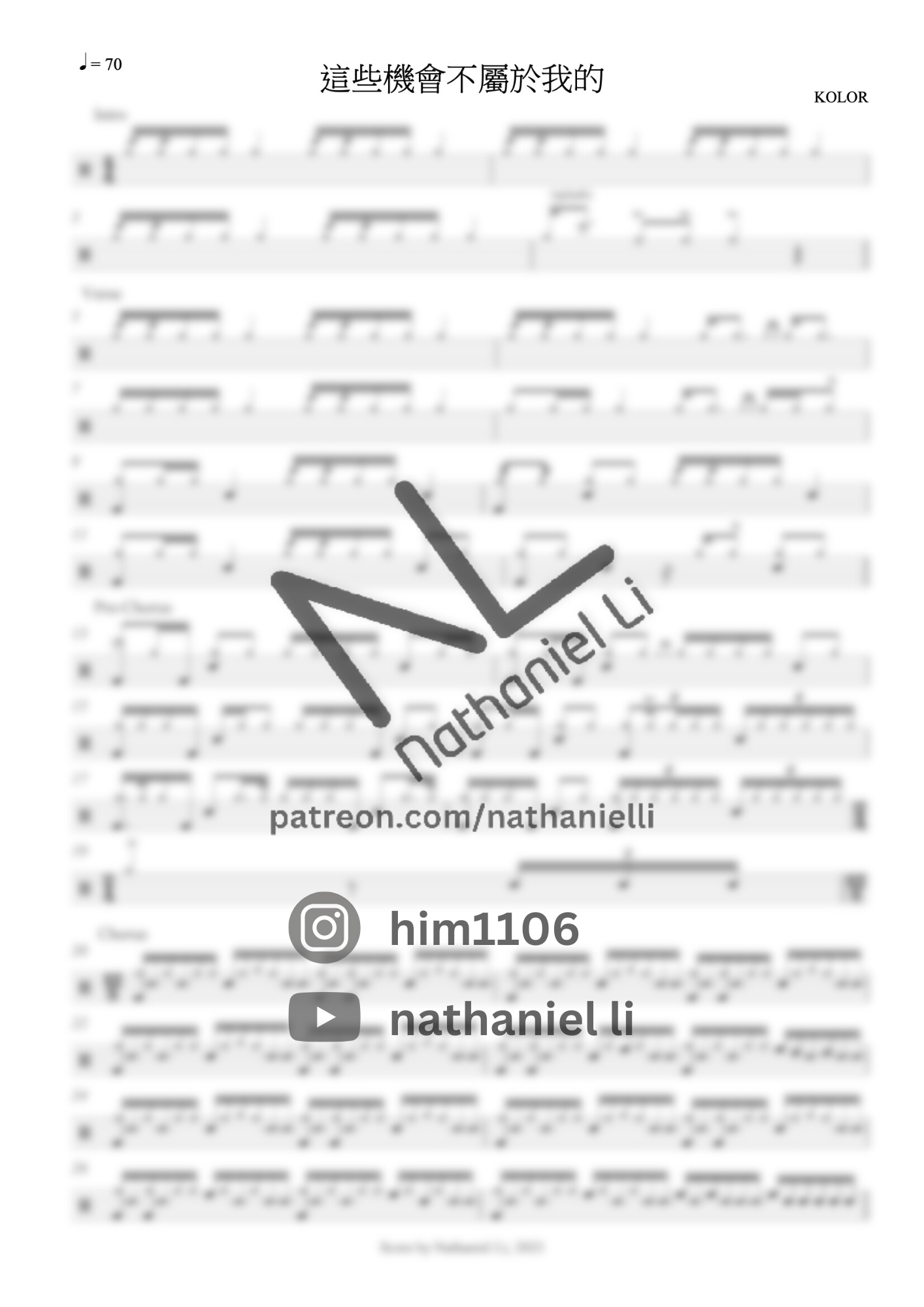 這些機會不屬於我的 - Kolor | 鼓譜 Drum Score