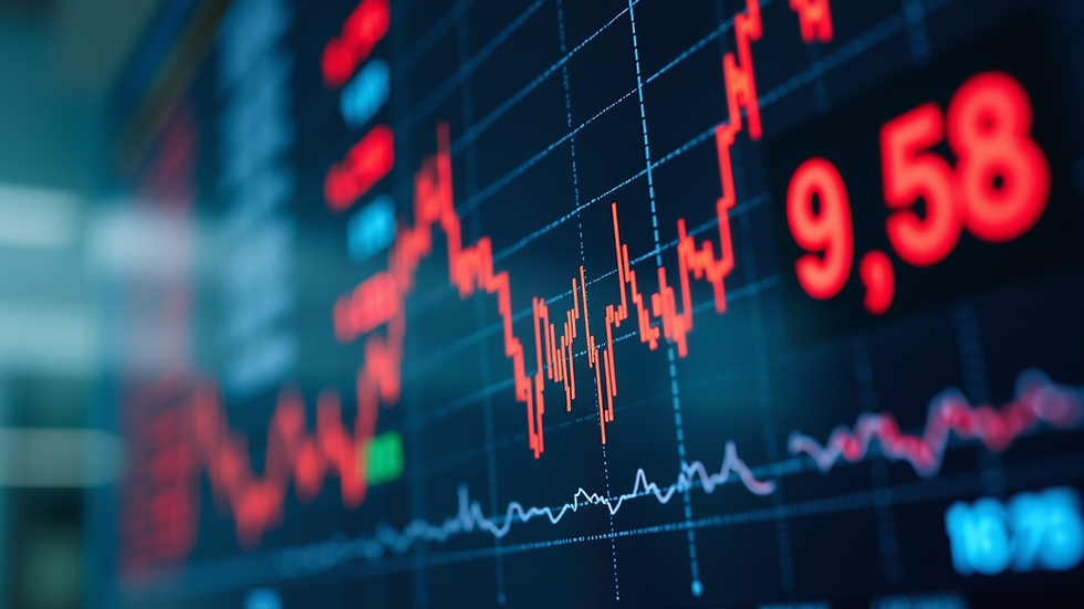 Eye-level view of a stock market display board