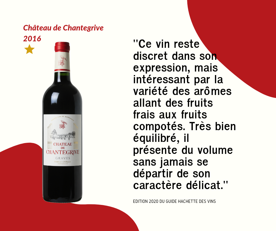 Chateau de Chantegrive rouge 2015 Guide Hachette des Vins