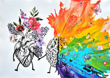 heart and mind, keep it toegether, mixed media