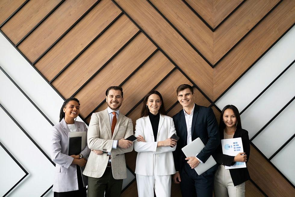 Image - smiling young and old multiracial workers staff group pose together as human resource