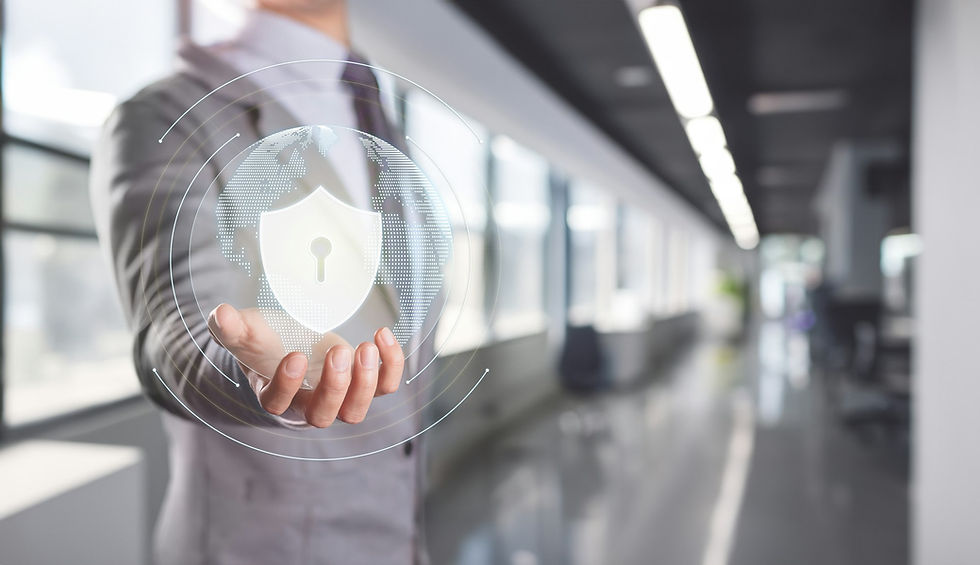 Image - Businessman Presenting Cybersecurity Shield with Digital Interface in Office