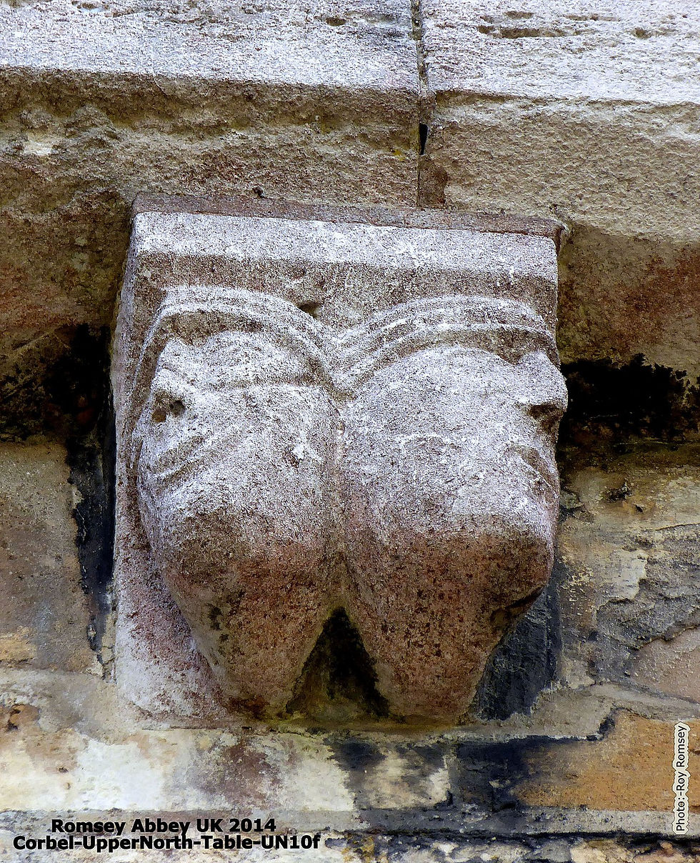 Double headed corbels at Romsey Abbey UK 06 .jpg