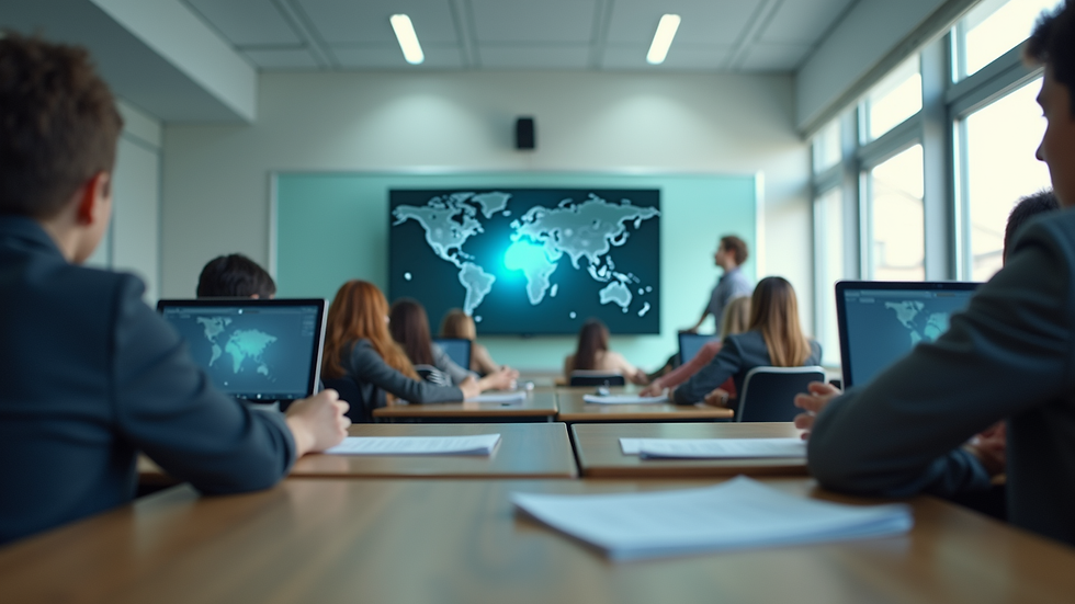 Eye-level view of a modern classroom with interactive learning tools
