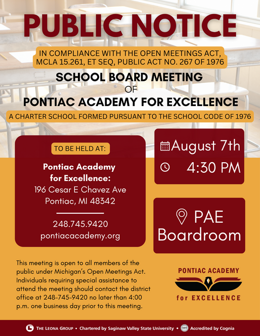 School Board Meeting, Monday, August 7th