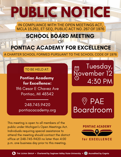 School Board Meeting, Tuesday, November 12th, 4:30 PM