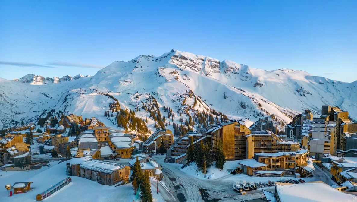 Morzine in Winter from a drone