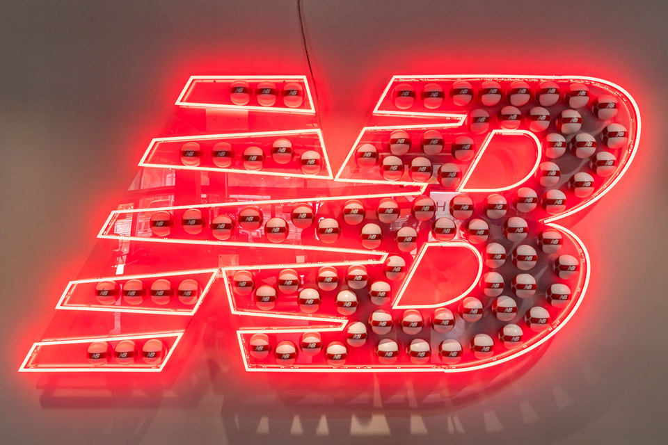New Balance Cardiff store signage, neon sign