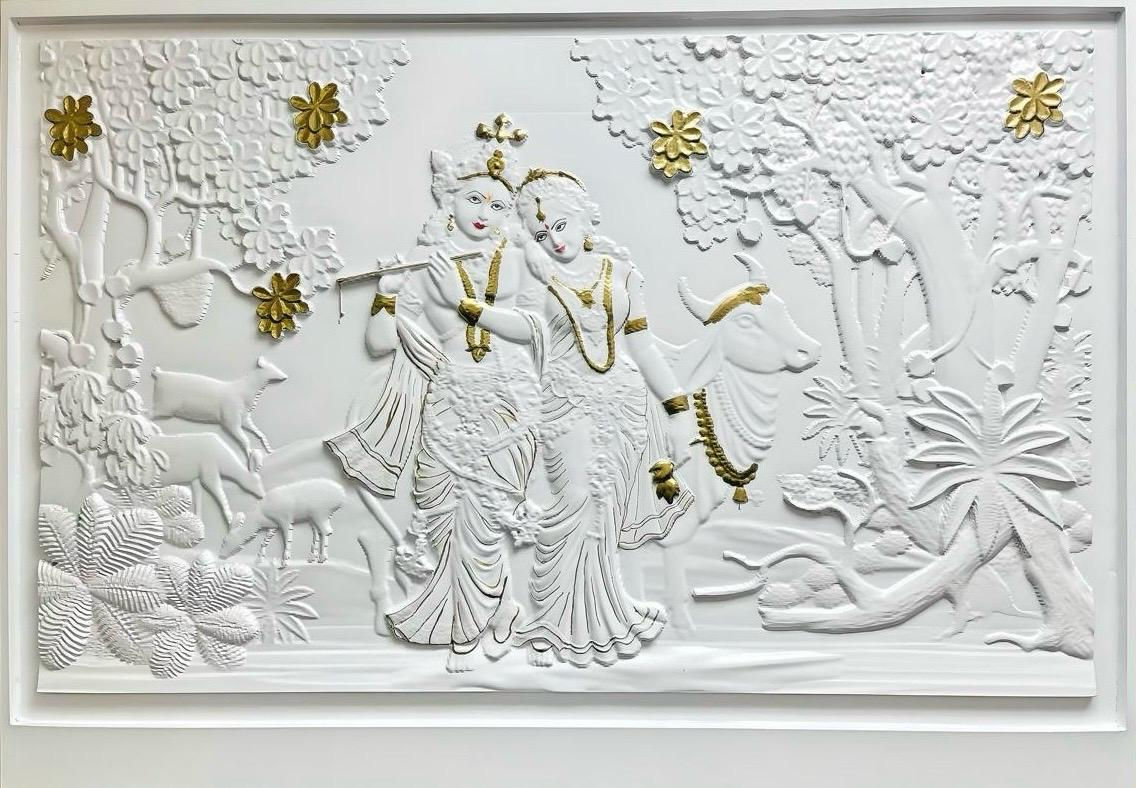 Radha Krishna Mural 3D wood art
