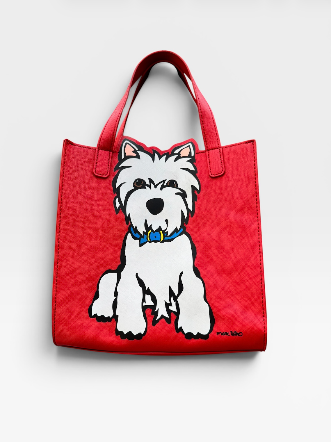 Marc Tetro Westie Dog Red Tote Crossbody Bag
