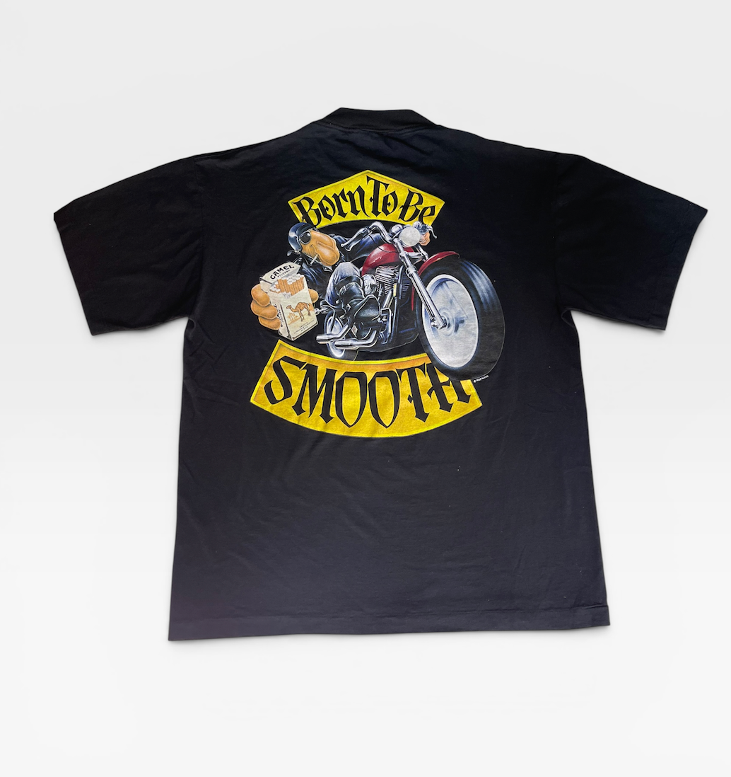 Vintage 1992 Camel "Born to Be Smooth" Motorcycle Pocket T Shirt | XL