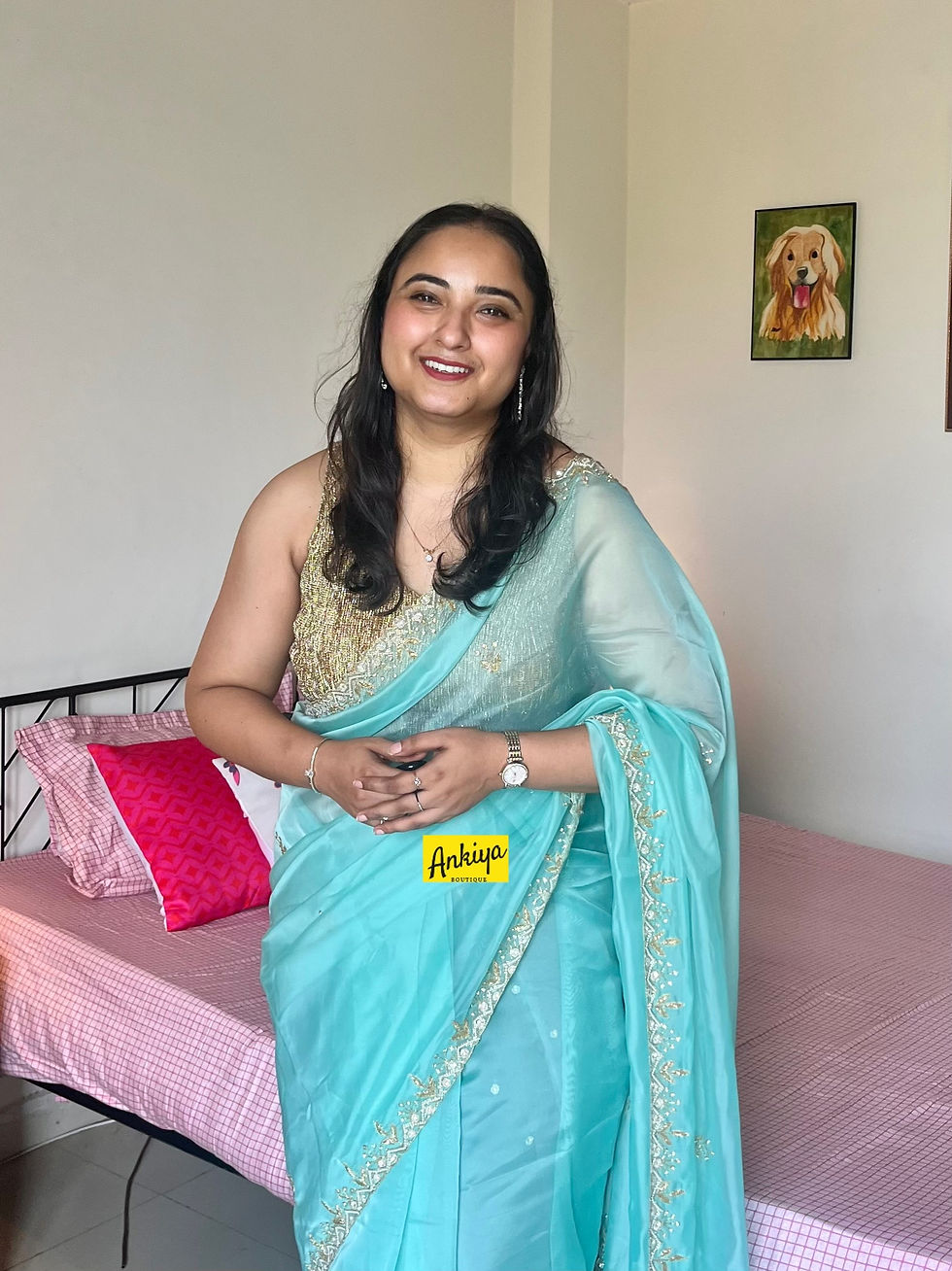 Thumbnail: Blue Sapphire Organza silk saree