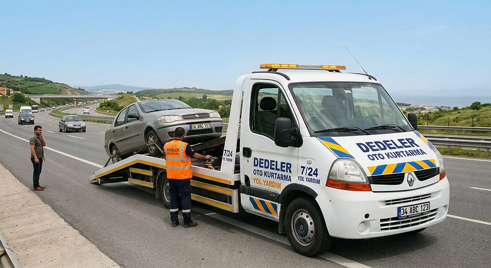 Dedeler Oto Kurtarma çekicisi yolda binek araç taşıyor