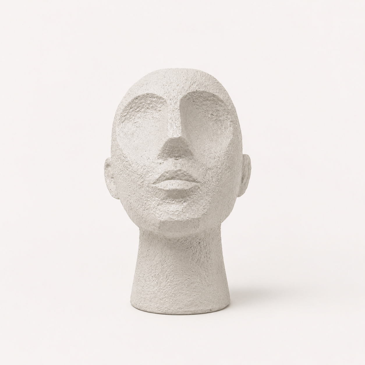 White Textured Abstract Face Sculpture