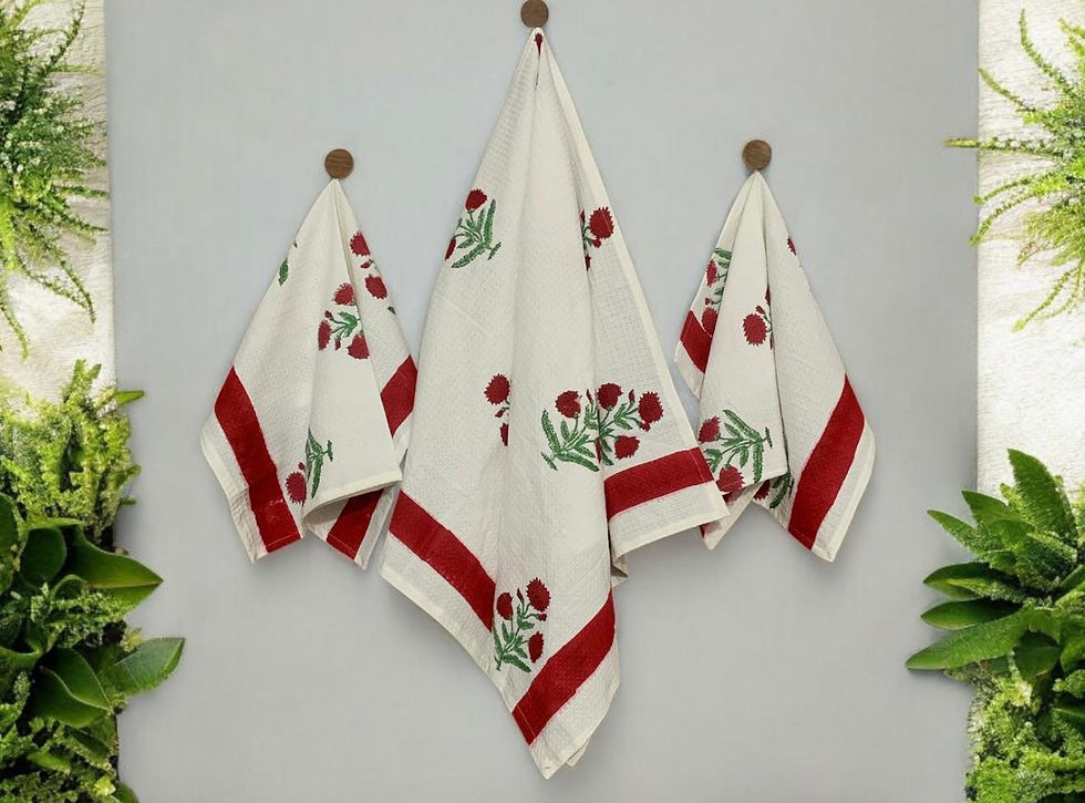 Thumbnail: Waffle towel with napkin set