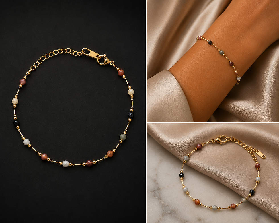 Thumbnail: 18K Gold Plated Multi-Beaded Bracelet group shot