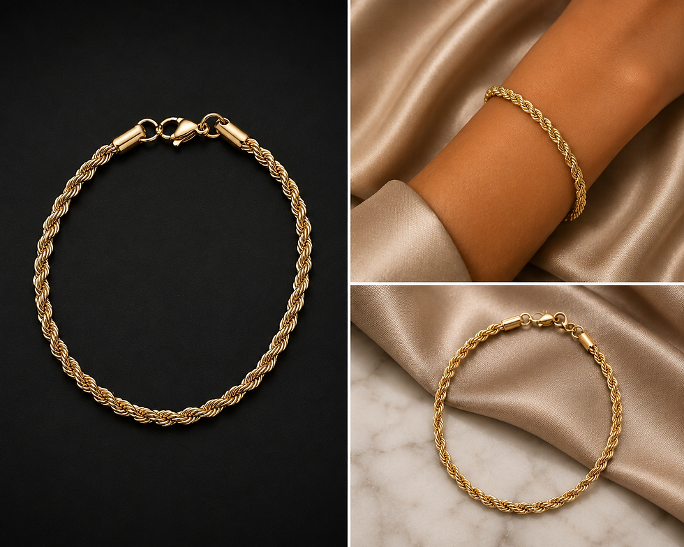 Thumbnail: 18K Gold Plated Rope Bracelet group shot