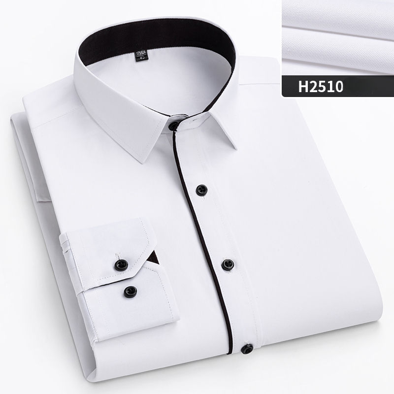 Thumbnail: double collor Full shirts for men plus size slim fit formal plain shirt over siz
