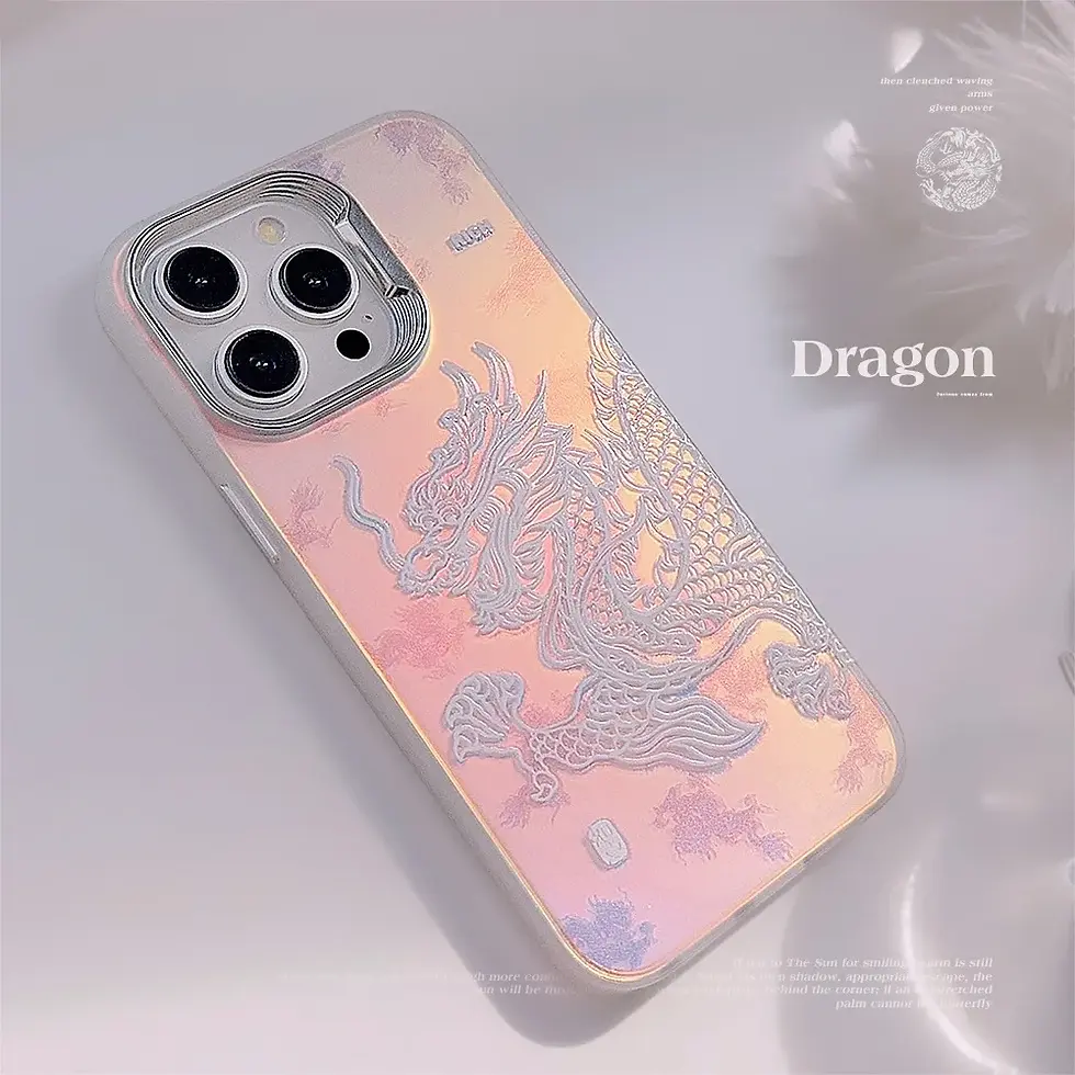 Thumbnail: Pink Chinese dragon dream myth Plating Phone Case For iPhone 16 15 14 13 12 11 P