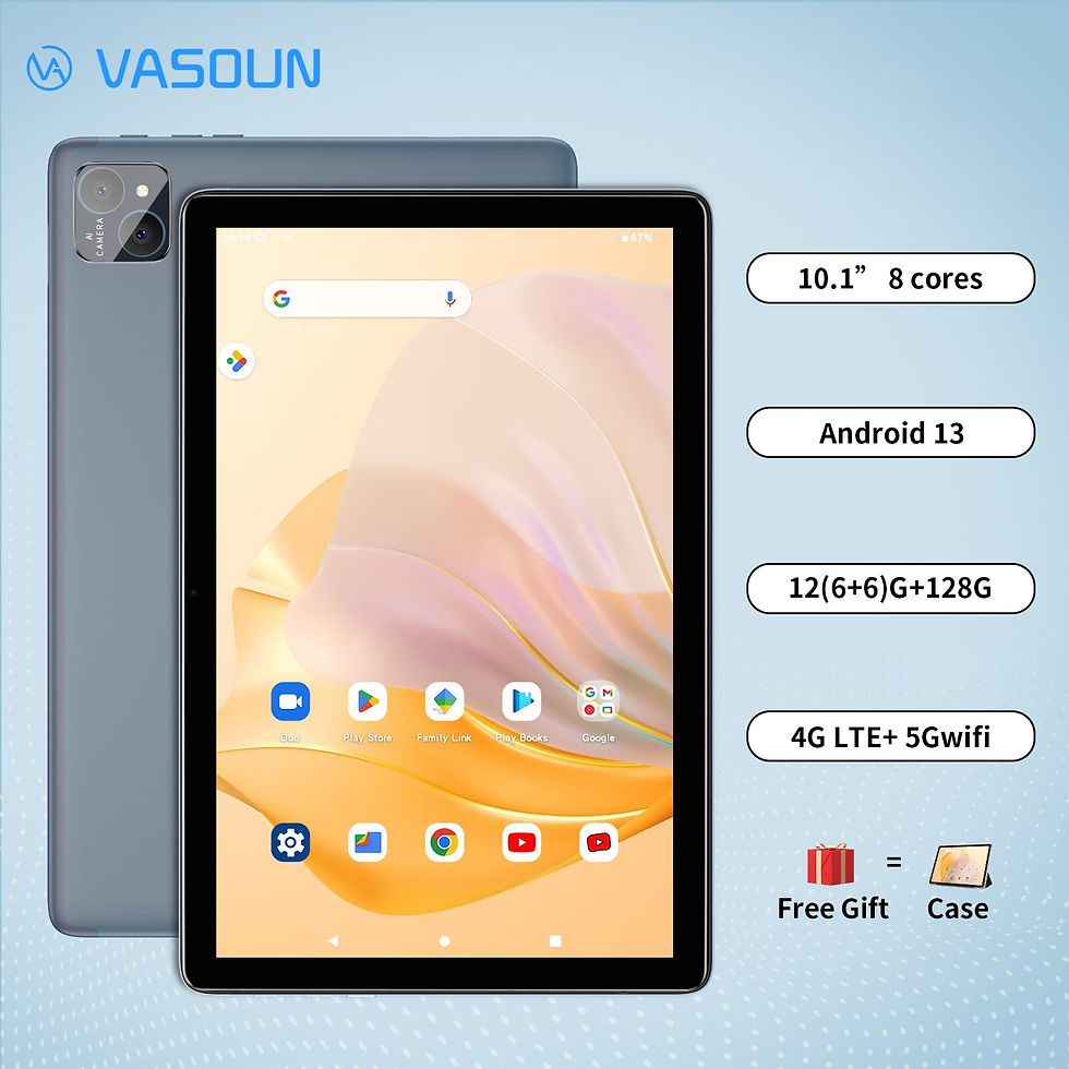 Thumbnail: VASOUN Android 14 Tablet 10.1", 12GB(6+6 Expand) RAM, 128GB ROM, Octa Core, Dual