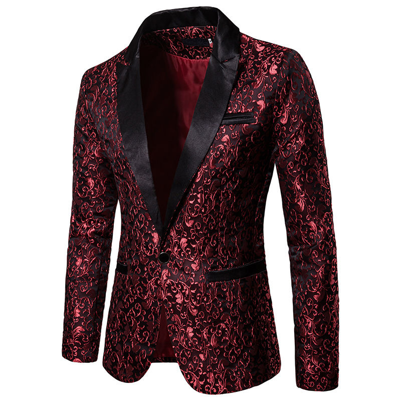 Thumbnail: Men's Floral Party Dress Suit Stylish Dinner Jacket Wedding Blazer Prom Tuxedo