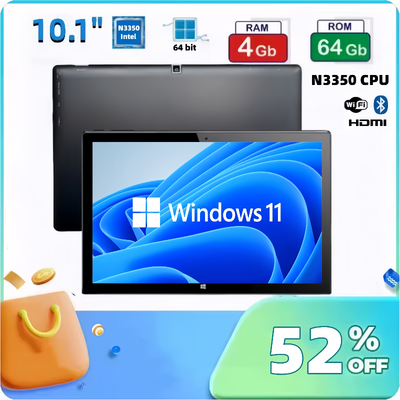 Thumbnail: Hot Sales 64Bit AR40 10.1 INCH Windows 11 Tablet PC 4GB RAM 64GB ROM Intel N3350
