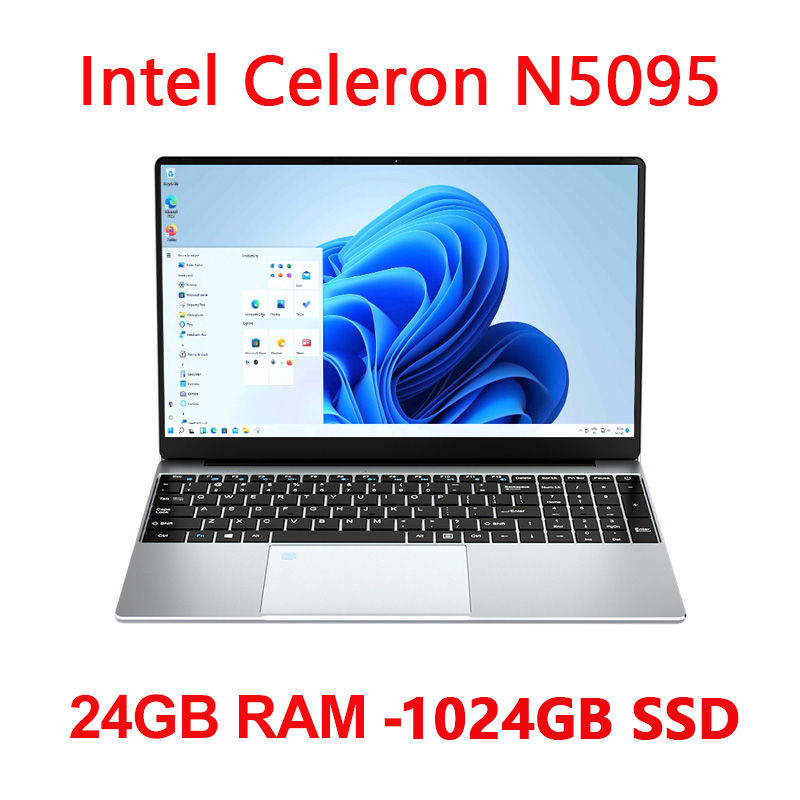Thumbnail: Laptop 15.6-inch 24GB RAM 512GB SSD Intel Celeron N5095 Dual-Band WiFi Business 
