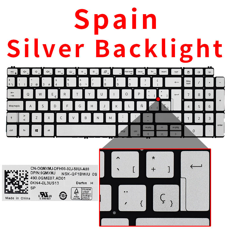 Thumbnail: SP Spanish US Russian Backlit For Dell Inspiron 3500 3501 7591 5590 5591 5598 75