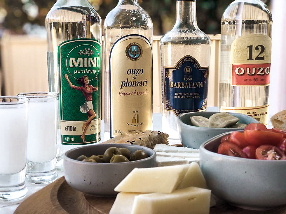 diferent brands of ouzo