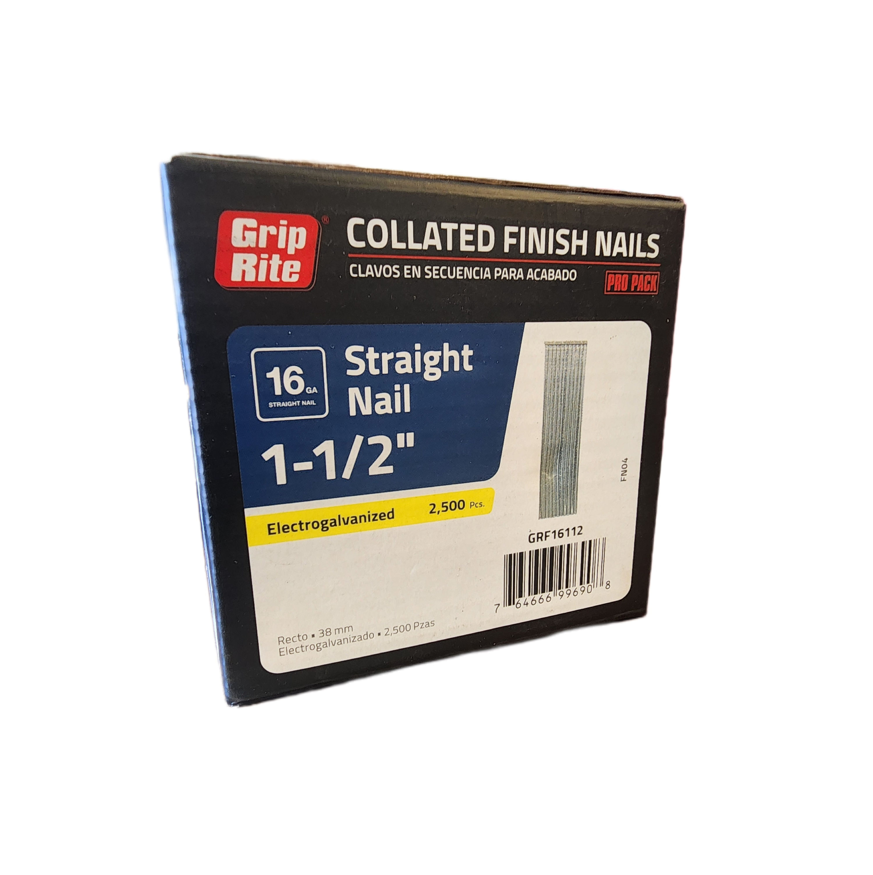 1-1/2" COLLATED STRAIGHT FINISH NAIL 2500 ct 764666996908